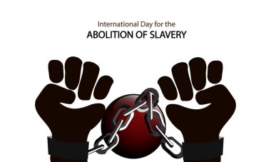 Hands in shackles for the international day for the abolition of slavery, vector art illustration. clipart