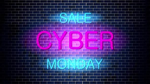 Leuchtreklamen Auf Ziegelsteinen Für Cyber Monday Kunst Video Illustration — Stockvideo