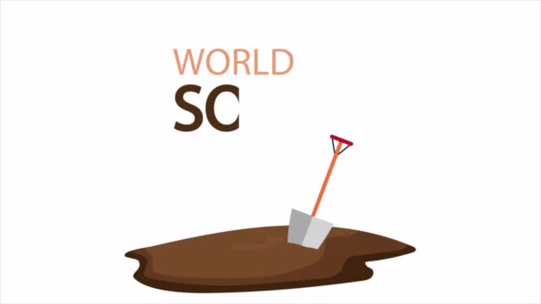 Shovel Ground World Soil Day Art Video Illustration — Stock Video