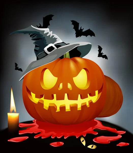 Pompoen op halloween — Stockvector