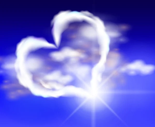 Corazón de nubes en el cielo — Vector de stock