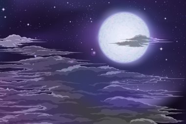 Bulutların arkasında moon