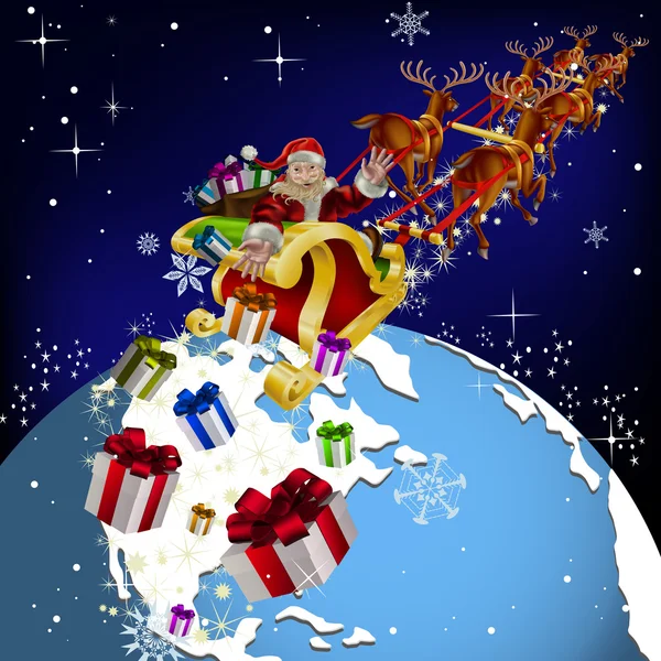 Santa Claus on planet earth — Stock Vector