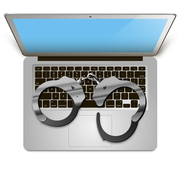 Laptop handboeien — Stockvector