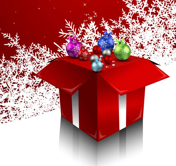 Bolas de Navidad en una caja — Vector de stock