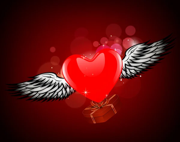 Подарок крылатого сердца — стоковый вектор