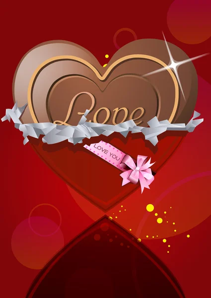 Chocolate heart in wrapper — Stock Vector