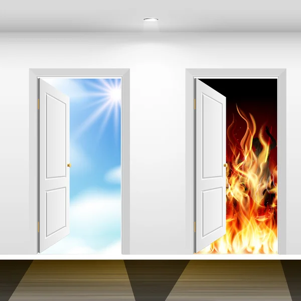 Doors to heaven and hell — Stock Vector