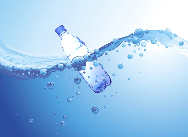Flasche Wasser im Wasser — Stockvektor