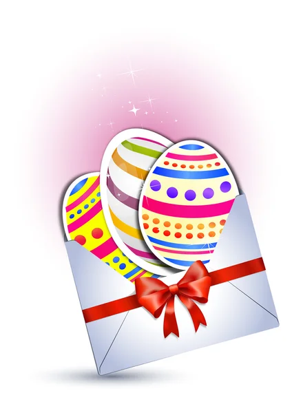 Χρωματιστά αυγά στο φάκελο δώρο Πάσχα — Διανυσματικό Αρχείο
