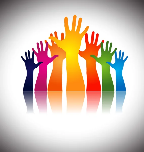 Hände zusammen, um Einheit zu zeigen — Stockvektor