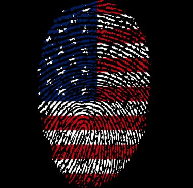 American flag and fingerprint