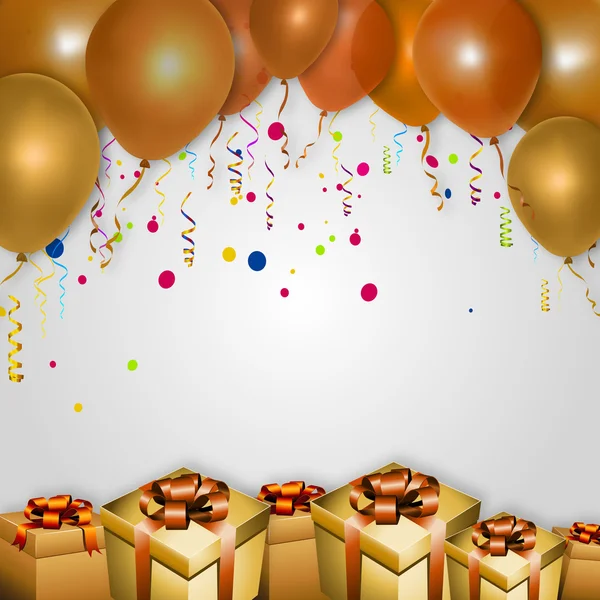 Cajas de regalo y globos — Vector de stock