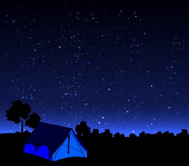 gece gökyüzü arka plan üzerinde çadır