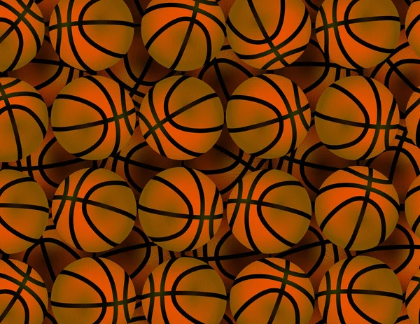 Fondo con muchas pelotas de baloncesto — Vector de stock