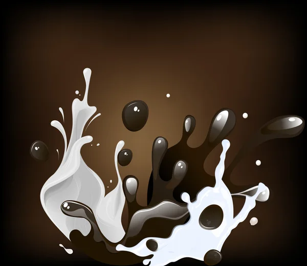 Splashes of milk and cocoa — Stock Vector