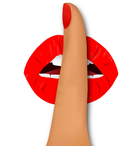 Signe silence doigt à ses lèvres — Image vectorielle