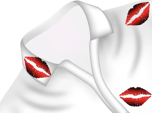Empreintes de rouge à lèvres sur sa chemise — Image vectorielle