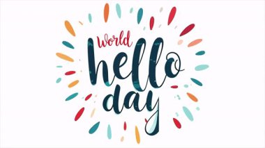 Merhaba Dünya Günü tipografisi, sanat videosu illüstrasyonu.