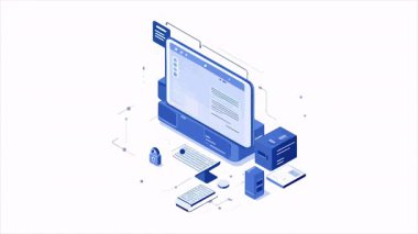 Bilgisayar güvenlik teknolojisi, sanat videosu illüstrasyonu.