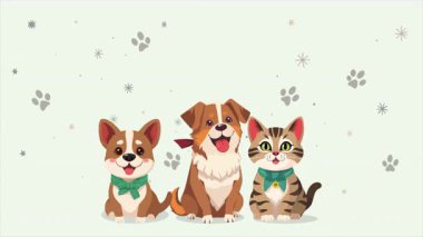 Hayvan Ulusal Günü köpek kedisi, sanat videosu illüstrasyonu.