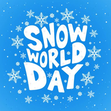 Kar Dünyasındaki kar taneleri tipografi ve vektör sanatsal çizimlerini canlandırdı.