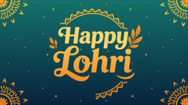 Lohri Mutlu Tipografi Arkaplanı, Sanat Videosu İllüstrasyonu.