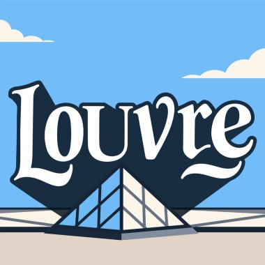 Louvre Müzesi, vektör sanat illüstrasyonu.