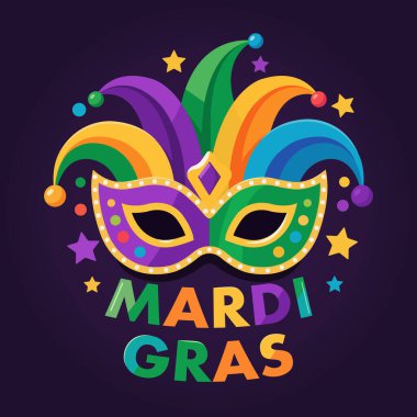 Mardi Gras karnaval maskesi, vektör sanat çizimi.