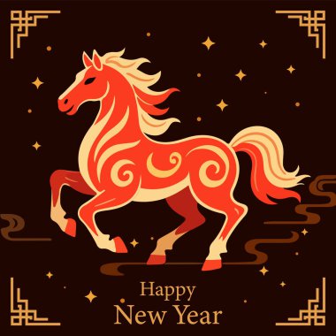 Yeni yıl ateş atı, vektör sanat çizimi.