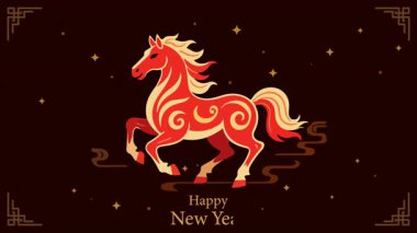 Yeni yıl ateş atı, sanat videosu illüstrasyonu.