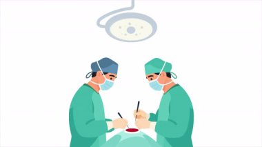 Ameliyat sırasında cerrahlar, sanat videosu illüstrasyonu.