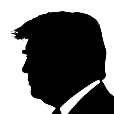 Donald Başkan 'ın siluet portre profili, vektör sanat illüstrasyonu.