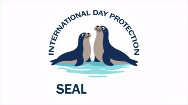 Fok yavrularının korunması uluslararası logo, sanat videosu illüstrasyonu.