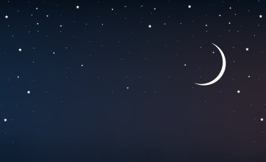Hilal ve yıldız ile gece gökyüzü