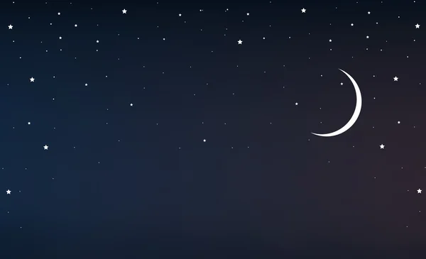 Ночное небо с полумесяцем и звездами — стоковый вектор