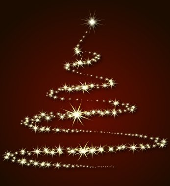 Noel ağacı üzerinden kırmızı bir arka plan üzerinde yıldız