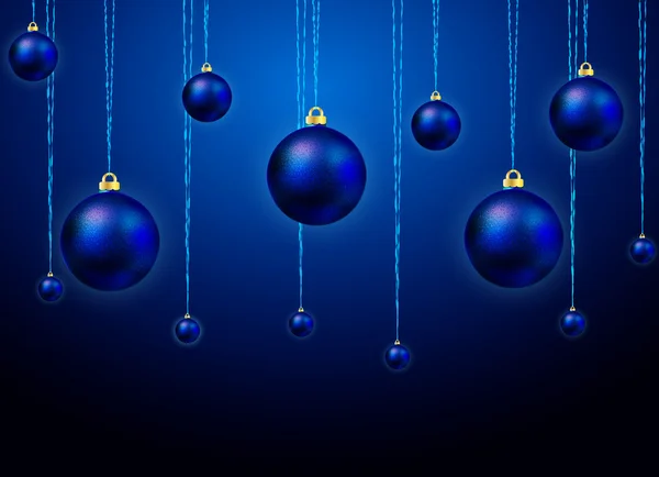 Blauwe ballen op de kerstboom — Stockvector