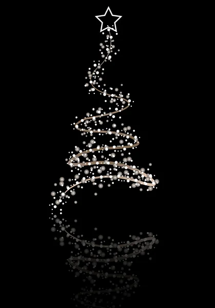 银抽象圣诞树上的黑色背景 — 图库矢量图片