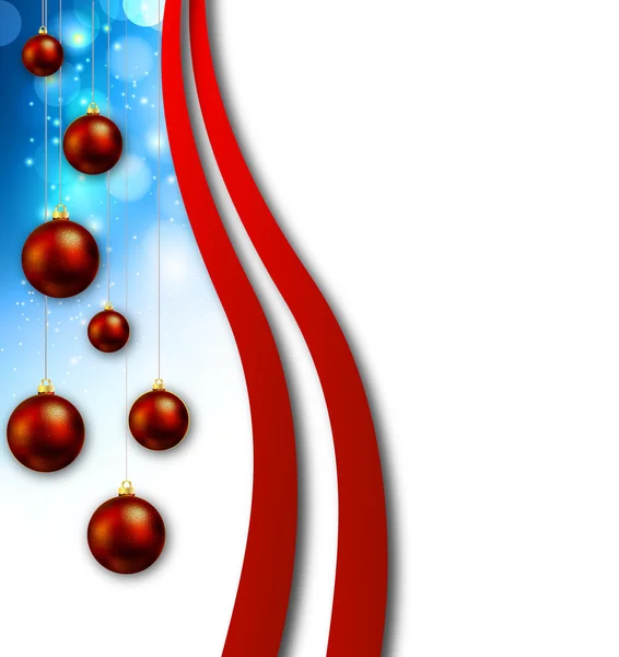 Anzeigen mit hängenden Weihnachtskugeln — Stockvektor