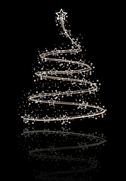银抽象圣诞树上的黑色背景 — 图库矢量图片