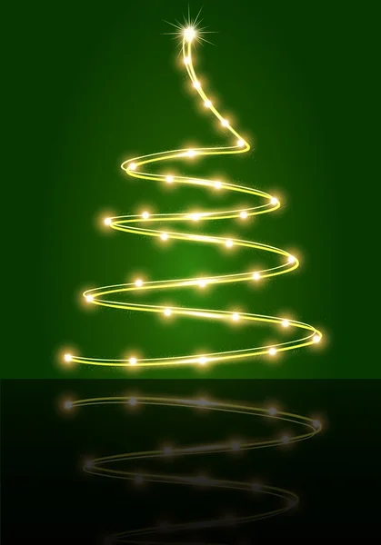 Abstract Christmas tree on the green background — Stock Vector