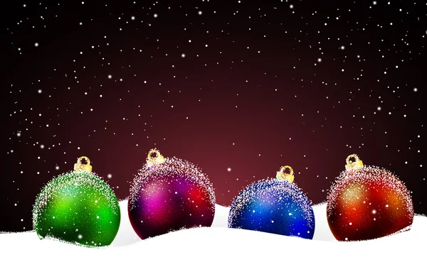 Fundo de Natal com bolas na neve — Vetor de Stock