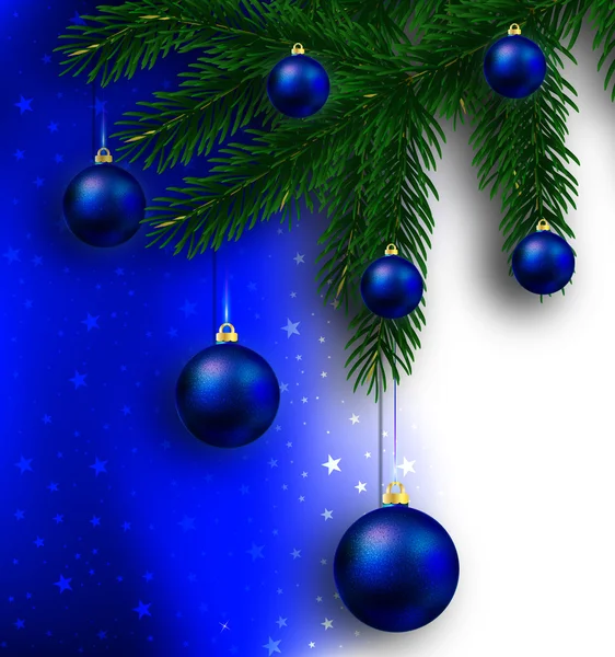 Bolas de Navidad colgando en el árbol de Navidad — Vector de stock