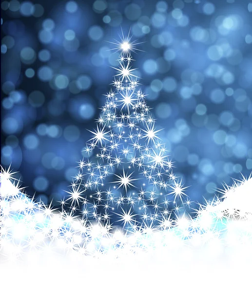 Christmas tree from stars on a blue background background — Stock Vector