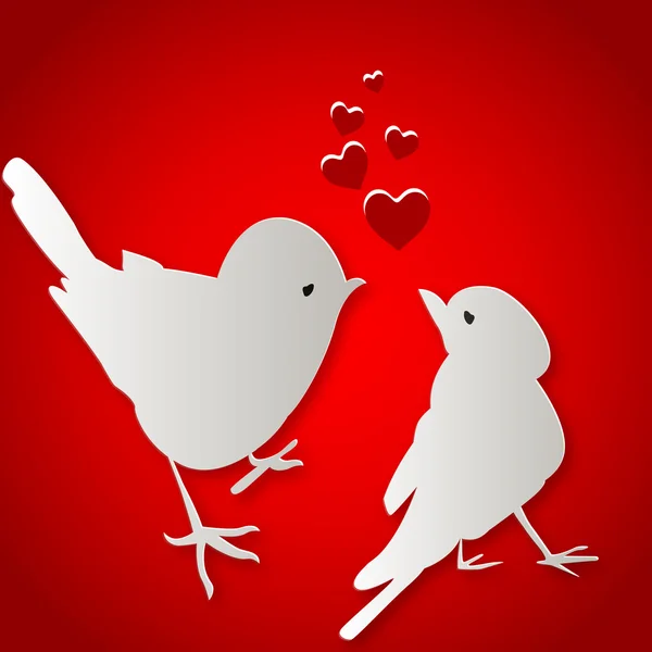 Pássaros beijando no Dia dos Namorados — Vetor de Stock