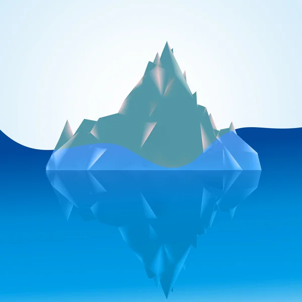 Punta dell'iceberg sopra l'acqua e la maggior parte dell'acqua — Vettoriale Stock