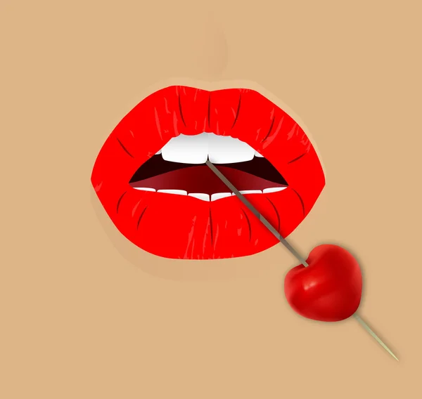 Cherry lips Tjej — Stock vektor