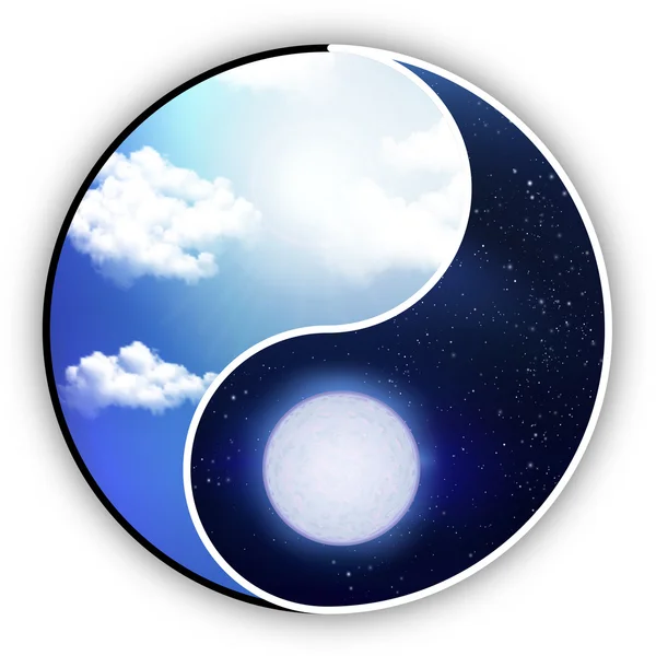 Yin en Yang is de dag die nacht — Stockvector