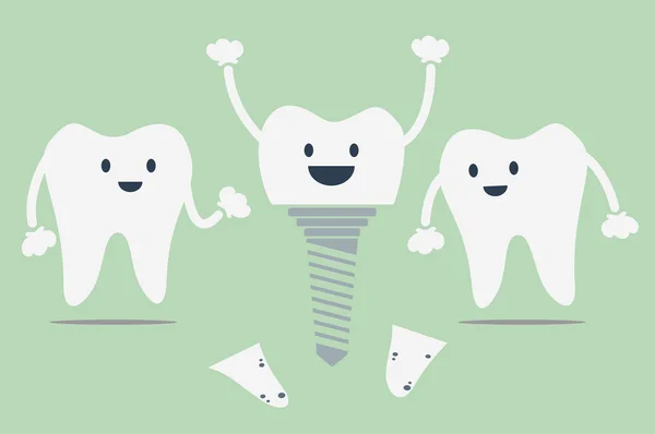 Implant zęba kreskówka — Wektor stockowy